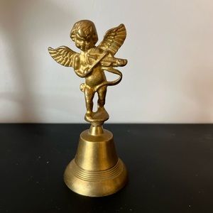 Vintage Cherub Playing Violin Brass Bell